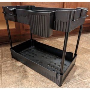 2 Pack Under Sink Organizer, Under Bathroom Cabinet Organizer with Hook